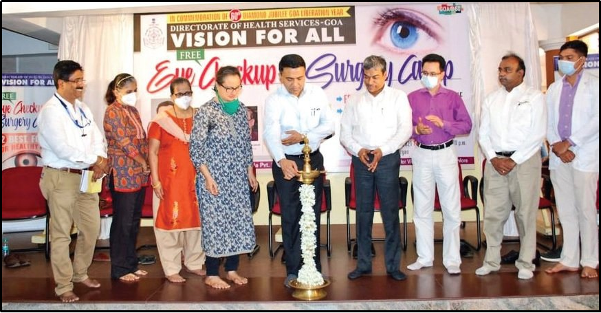 Lamp lighting at the inauguration of the Vision for All free eye check-up and surgery camp